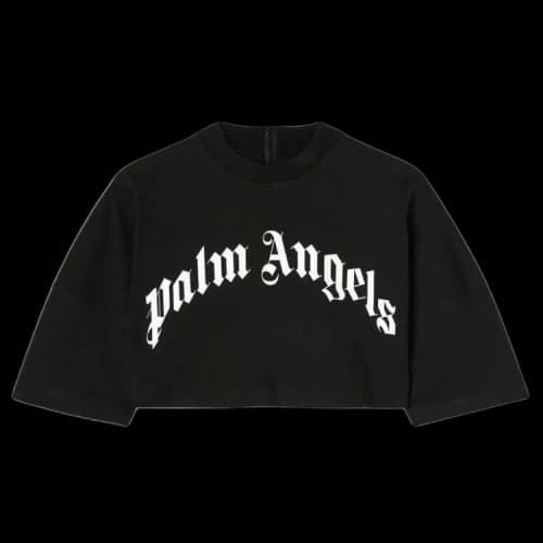 Palm Angels Logo Print Zipped Cropped Top Black