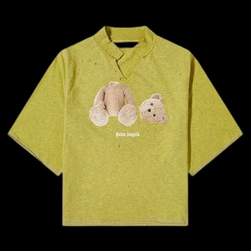 Palm Angels Ripped PA Bear Cropped Tee 'Yellow/Brown'