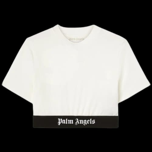 Palm Angels Classic Logo Tape Crop Tee 'Off White/Black'