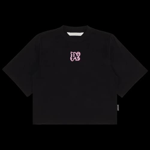 Palm Angels Classic Logo Neon Cropped Tee 'Black/Pink'