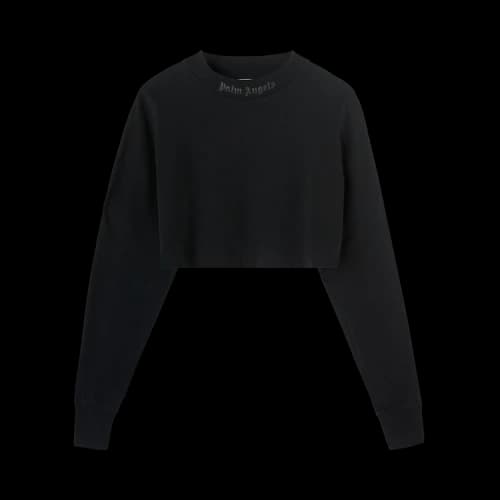 Palm Angels Rhinestones Over Logo Cropped Top 'Black/Silver'