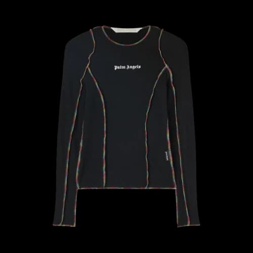 Palm Angels Rainbow Stitching Fit Tee 'Black/White'