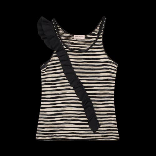 Palm Angels Striped Frill Tank Top 'Black'
