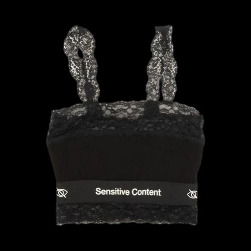 Palm Angels Lace Sensitive Content Black Lace Crop Top 'Black'