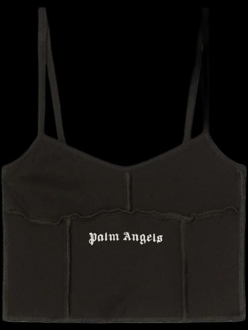 Palm Angels Logo-Print Crop Top Black/White