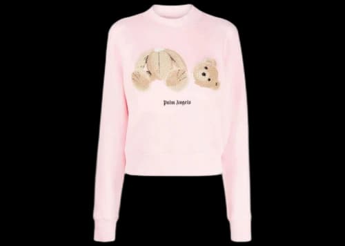 Palm Angels Bear-Print Organic Cotton Sweatshirt Light Pink