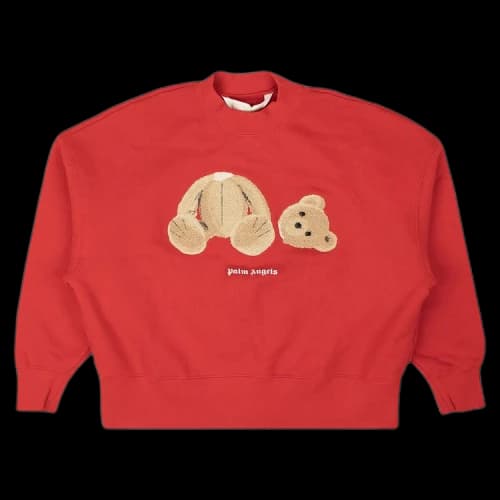 Palm Angels Bear Logo Crewneck Pullover Sweatshirt 'Red'