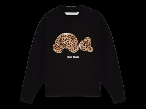 Palm Angels Womens Leopard Bear Sweatshirt Black/Brown