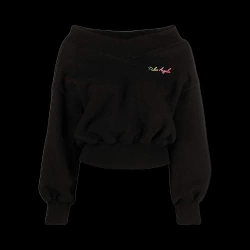 Palm Angels Miami Logo Off Shoulder Crewneck 'Black/Multi'