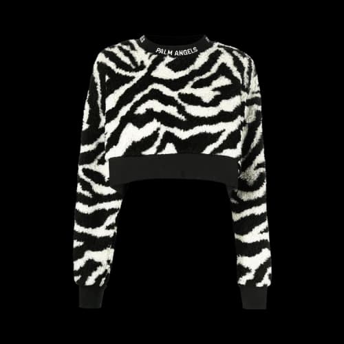 Palm Angels Zebra Print Cropped Crew 'Black/White'