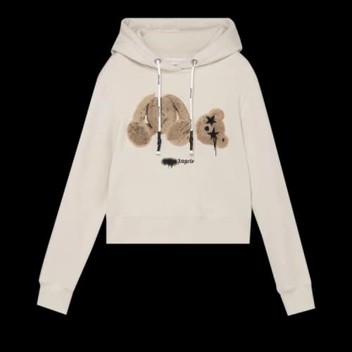 Palm Angels Sprayed Bear Hoodie 'Crystal Grey/Brown'