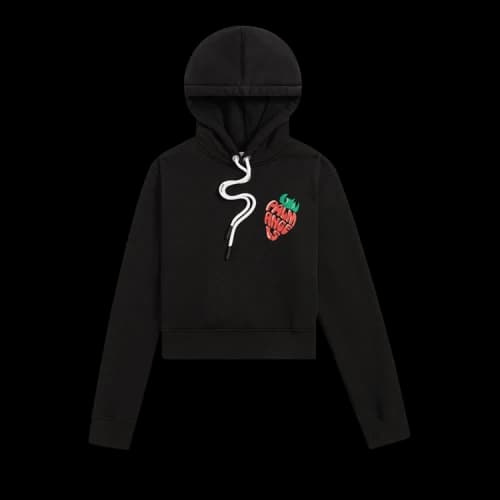 Palm Angels Straberry Printed Fitted Hoodie 'Black/Red'