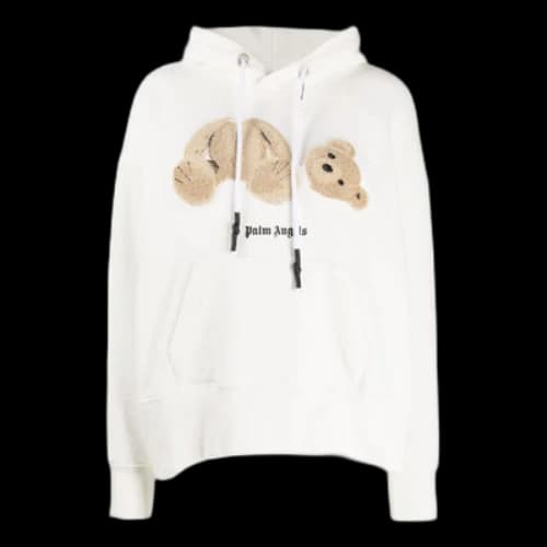 Palm Angels Broken Bear Cotton Hoodie 'White' (Women's)