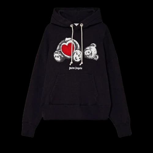 Palm Angels Bear In Love Hoodie 'Black/White'