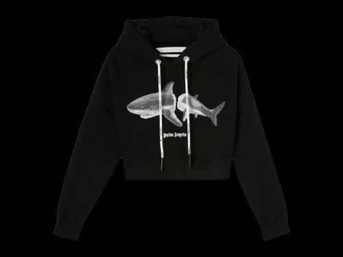 Palm Angels Womens Shark Hoodie Black/White