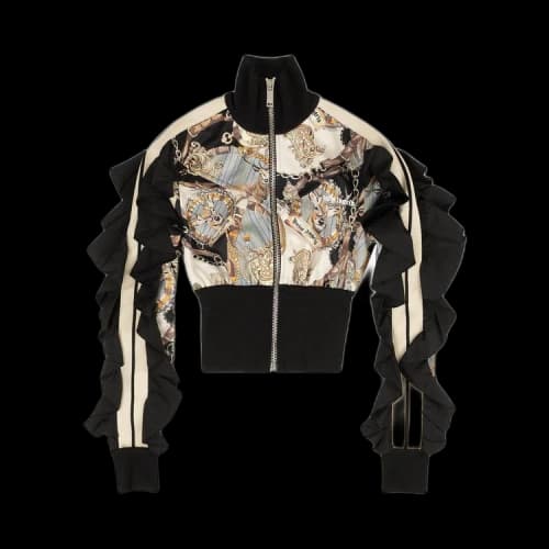 Palm Angels Crop Ruffle Track Jacket 'Black'