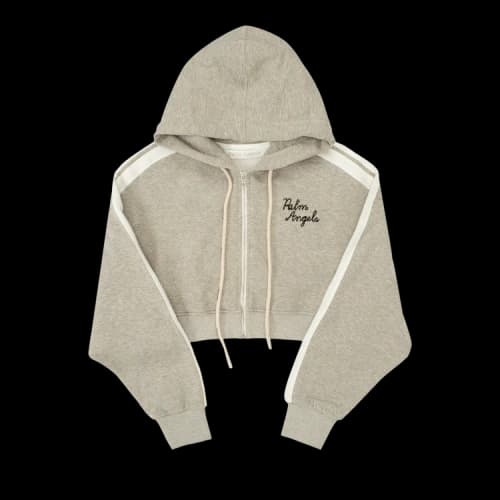 Palm Angels Angel Lurex Cropped Hoodie 'Light Grey'