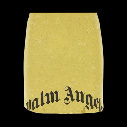 Palm Angels GD Destroyed Midi Skirt 'Yellow/Black'