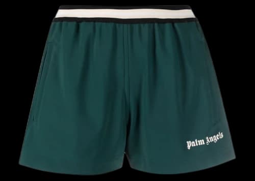 Palm Angels Logo Print Track Shorts Dark Green