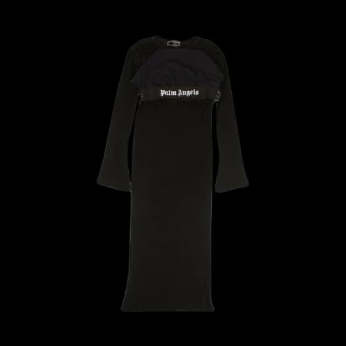 Palm Angels Semi Sheer Tulle Logo Band Dress 'Black'