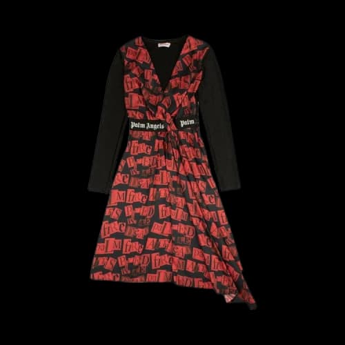 Palm Angels Ransom Print Midi Dress 'Red'