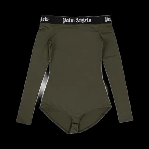 Palm Angels Logo Off-Shoulder Bodysuit 'Green'