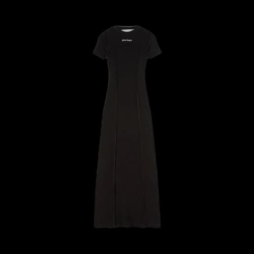 Palm Angels Open Back Logo Rib Dress Black