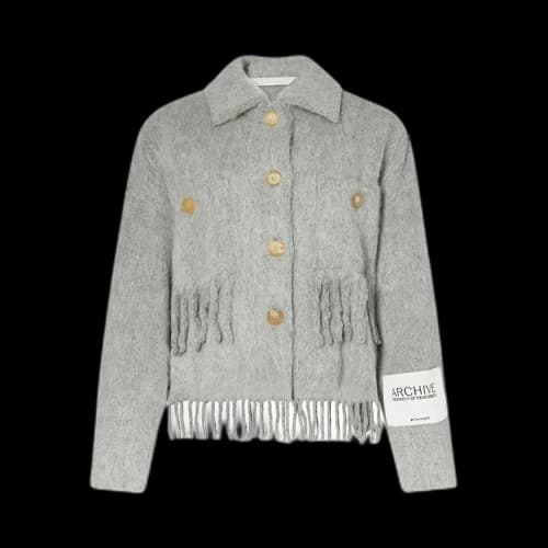 Palm Angels Fringed Shirt Jacket 'Melange Grey'