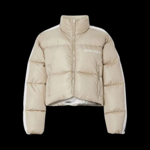 Palm Angels Cropped Track Down Jacket 'Butter/White'