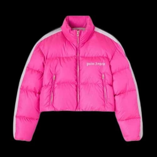 Palm Angels Cropped Track Down Jacket 'Fuchsia/White'