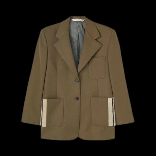 Palm Angels Knit Tape Detail Blazer 'Khaki'