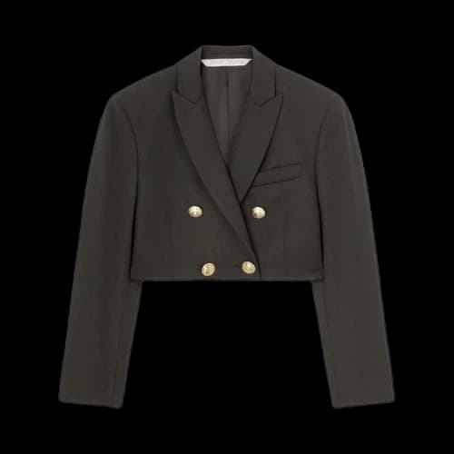 Palm Angels Cropped Boyfriend Blazer Black