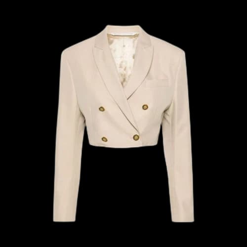 Palm Angels Buttons Crop Blazer Beige