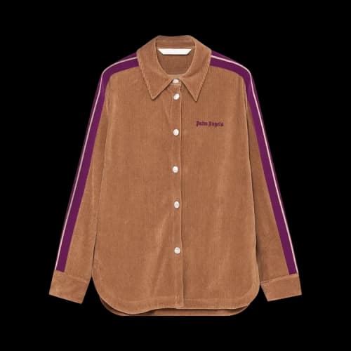 Palm Angels Cord Fleece Track Shirt 'Brown/Purple'