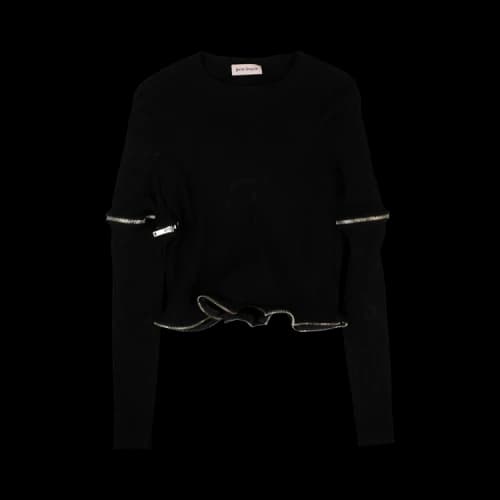 Palm Angels Zipped Rouche Sweater 'Black'