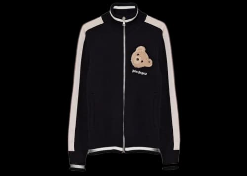 Palm Angels Womens Bear Head Knit Track Jacket Black/Brown