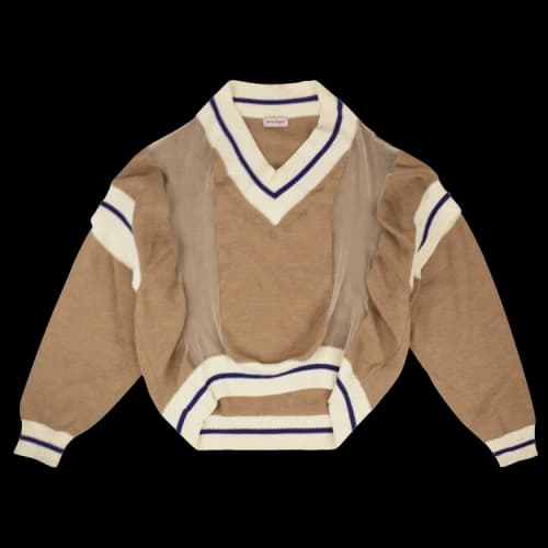 Palm Angels Wool V-Neck College Sweater 'Tan'