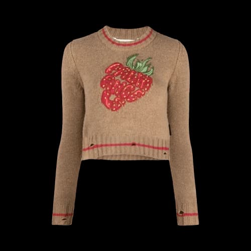 Palm Angels Strawberry Mini Sweater 'Beige/Red'