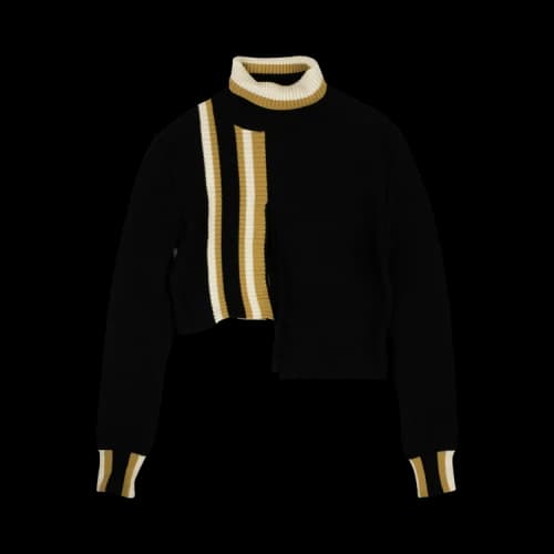 Palm Angels Wool Stripe Split Turtleneck Sweater 'Black'