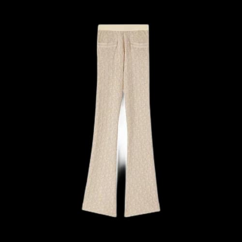 Palm Angels Monogram Jacquard Knit Pants Beige