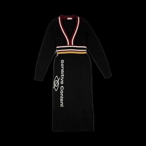 Palm Angels Wool V-Neck Sweater Dress 'Black'