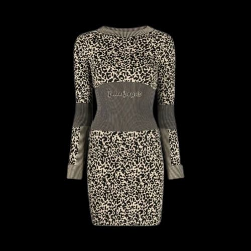 Palm Angels Animalier Knit Minidress 'Beige/Black'