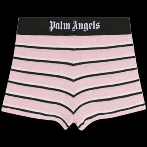 Palm Angels Stripes Knit Logo Shorts 'Pink/Black'