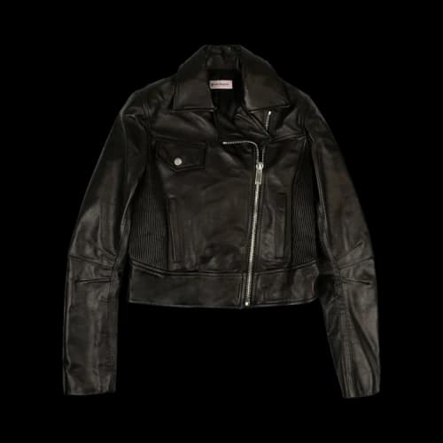 Palm Angels Leather Biker Jacket 'Black'
