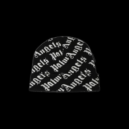 Palm Angels Knitted Logo Beanie 'Black/White'