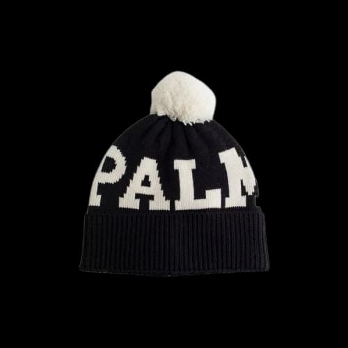 Palm Angels Logo Knitted Pompom Beanie 'Black/White'
