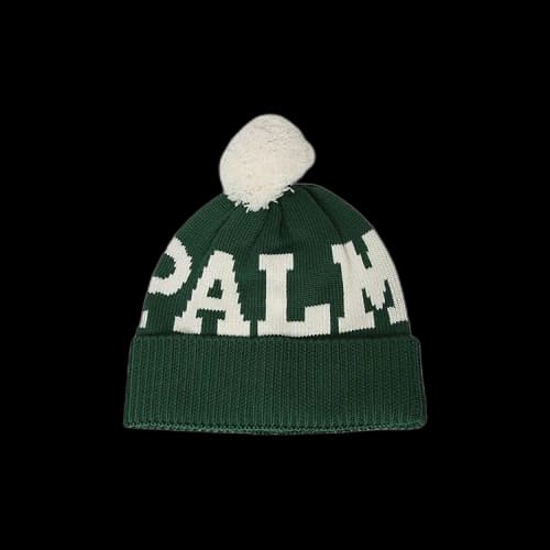 Palm Angels Logo Pompon Beanie 'Green/White'