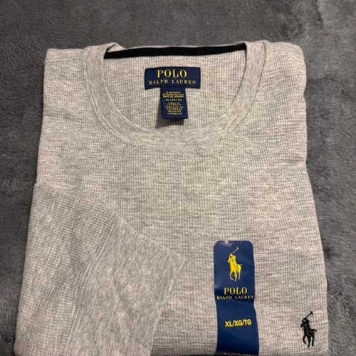 Polo Ralph Lauren Waffle Knit Crewneck Long Sleeve Grey