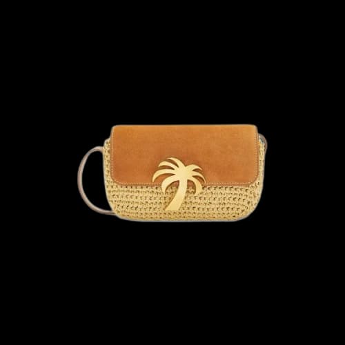 Palm Angels Woven Palm Bridge Suede Bag 'Brown/Gold'