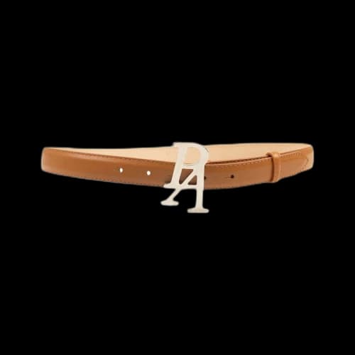 Palm Angels Leather Logo Plate Belt 'Light Brown'